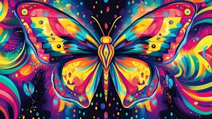 梦幻绚丽蝴蝶插画艺术