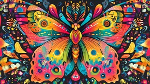 绚丽多彩的梦幻蝴蝶图案