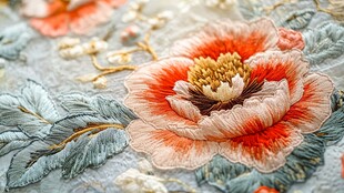 精美刺绣花卉图案展示