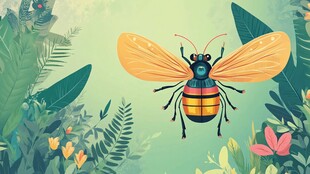 花丛中的彩色大蜜蜂