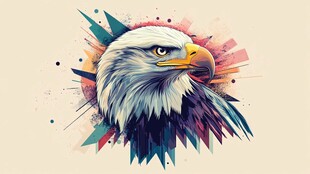 彩色艺术风的白头鹰头像