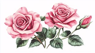 两朵绽放的粉色娇艳玫瑰