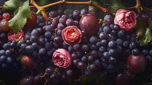 紫葡萄与娇艳玫瑰的邂逅