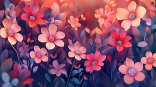 梦幻绚丽花卉绽放图景