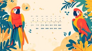 鹦鹉相伴的热带风情日历