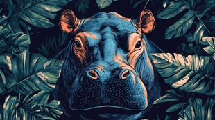 丛林中的河马插画