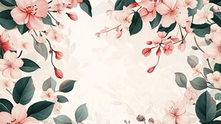粉色花卉边框背景图