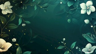 深绿背景的清新花卉图案