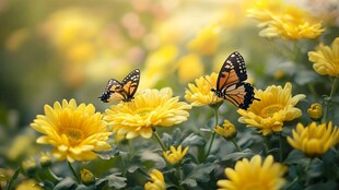 蝶舞黄花间 烂漫好风光