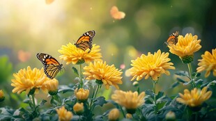 蝶舞黄花间的唯美瞬间