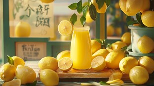 新鲜柠檬与美味柠檬汁