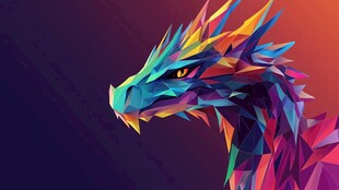 多彩低多边形风格奇幻龙头