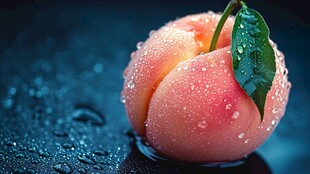 水润鲜桃带露清新诱人