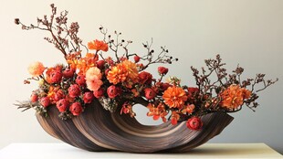 中式创意插花艺术摆件