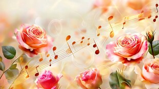 玫瑰与音符交织的浪漫图景