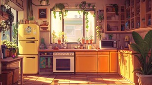 温馨明亮的绿植厨房空间