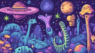 奇幻外星世界生物与景观