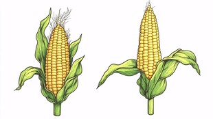 手绘玉米插画图
