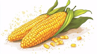 两颗鲜玉米 粒粒饱满诱人