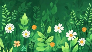 清新绿野中的小花小草