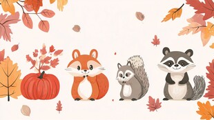 秋日萌宠与南瓜的温馨场景