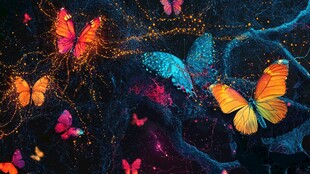 梦幻蝴蝶在神秘空间飞舞