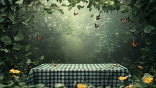 梦幻森林中的格子桌