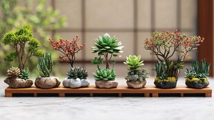 精致盆栽组合 展现自然之美