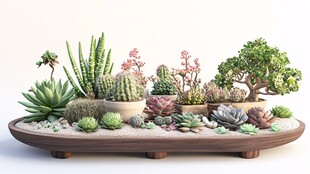 精致多肉盆栽景观展示