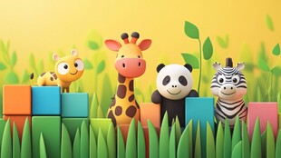 可爱动物们的欢乐积木时光