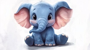 可爱蓝色小象卡通形象