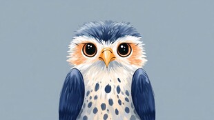 可爱蓝羽斑点小猛禽