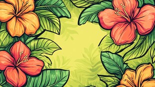 热带花卉装饰背景图