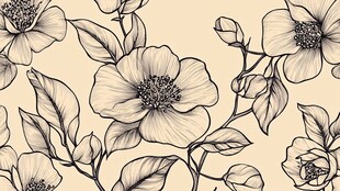 花卉线条图案设计素材