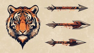 老虎与箭头图案设计元素