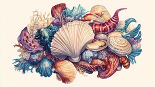 缤纷多彩的海洋贝壳集合