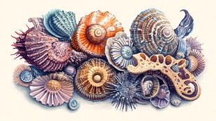 多彩缤纷的海洋贝壳集合