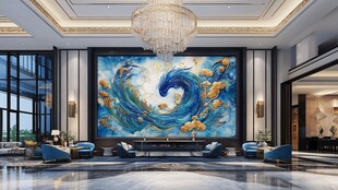 奢华大厅的艺术海洋壁画