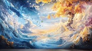 梦幻山海秋景奇幻风光