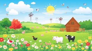 田园风光的温馨农场场景