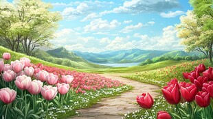 春日花海中的浪漫小径