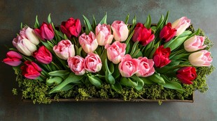 浪漫双色郁金香花盒