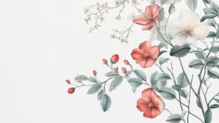 中式花卉插画 清新雅致