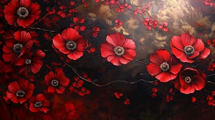 红罂粟花卉艺术背景图