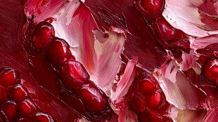 石榴油画质感特写