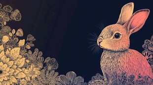 花丛中的可爱兔子