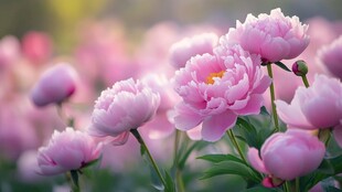 粉色芍药绽放的美丽瞬间