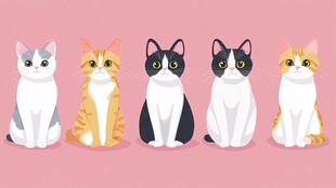 五只可爱猫咪的萌趣集合