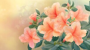 春日粉嫩杜鹃花绽放