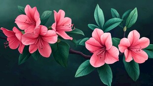 艳丽绽放的粉色杜鹃花